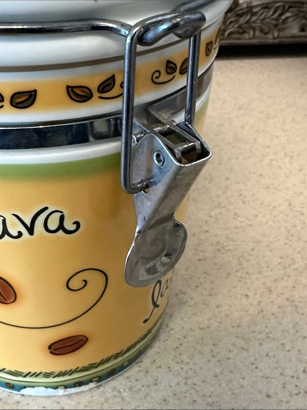 Capuccino Ceramic Coffee Canister and Scoop - Yellow